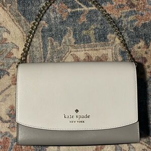 Kate Spade White and Gray Chain Shoulder Bag
